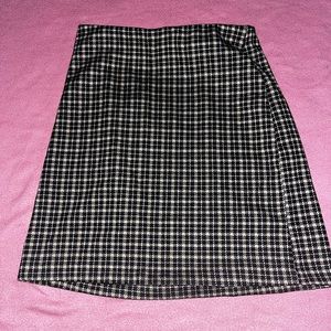 h&m black, pink and white plaid bodycon skirt